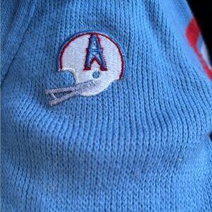 Blue Knit Sweater with Embroidered Helmet Logo Houston Oilers!